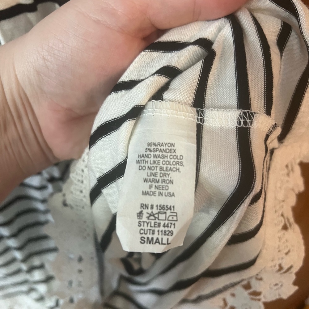 Pinkblush Maternity Black and White Striped Top - Picture 3 of 4